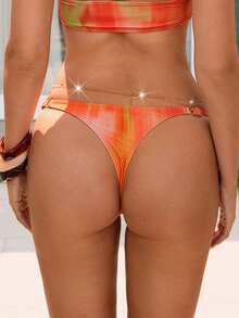 Swim Vcay Damen sexy & elegante Lässig Beach Farbverlauf Muster Bandeau Bikini Hose