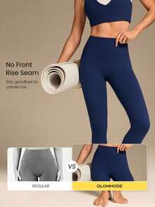 GLOWMODE 24" FeatherFit™ BounceLift Shape It Up Booty Boosting Shaping Removable Butt Pads No Front Seam Insta Cinch Tummy Control Leggings Low-Impact Yoga Pilates Barre Studio Daily Casual Wear - Dark Blue - 查看 5