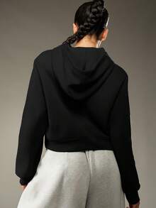 MISSGUIDED Sudadera con capucha y bolsillos con cremallera, chaqueta casual de manga larga para otoño e invierno - Negro - Ver 2