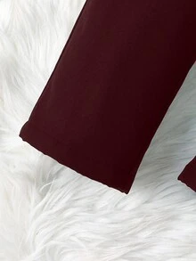 SHEIN Young Boy Casual Thermal Lined Deer Pattern Pants, Autumn/Winter - Burgundy - View 3