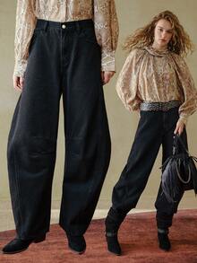 MOTF STUDIO JEANS DE PIERNA DE BARRIL NEGROS DE MODA - Negro - Ver 1