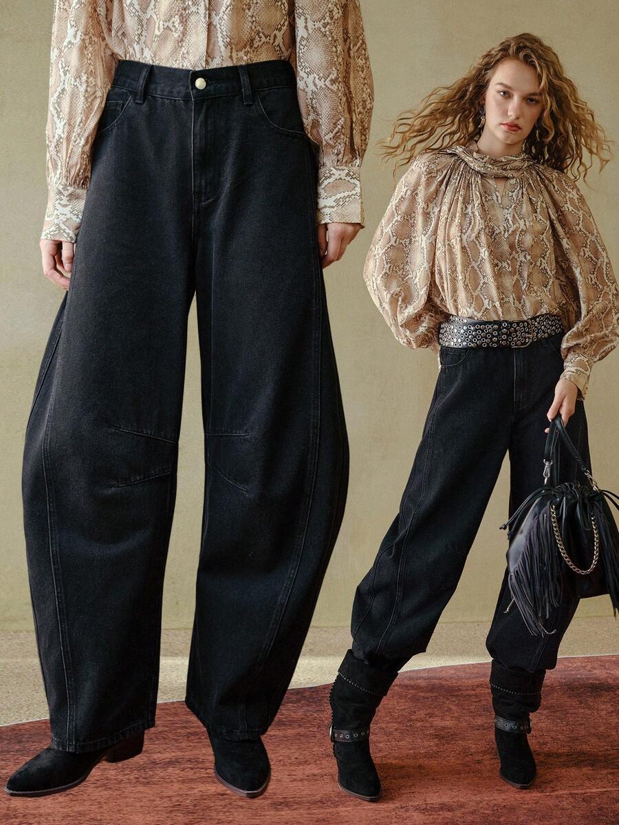 MOTF STUDIO JEANS DE PIERNA DE BARRIL NEGROS DE MODA - Negro - Ver 1