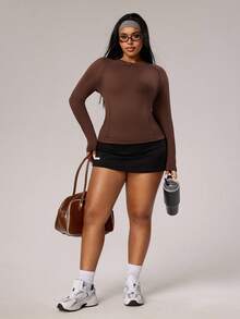 Rhythm Era 大码女式无缝长袖运动压缩上衣