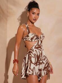 Hauture All-Over Print Halter Backless Sexy Jumpsuits For Summer - Multicolor - View 4