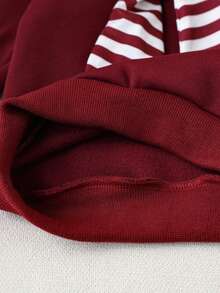 SHEIN Playful Pals 男婴三件套刺绣图案圆领保暖卫衣和条纹披肩领长裤套装，秋冬季宝宝休闲套装，宝宝秋季服装，宝宝运动服，宝宝冬季服装，宝宝运动服，男婴服装，男婴套装，男婴衣服，男童秋季套装