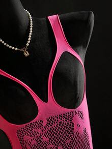 SpicyHot Spicy Hot! Magenta Backless Nightgown, Unique Cut Creates A Sultry, Alluring Atmosphere, Ideal For Captivating Nightlife Looks - Hot Pink - View 3