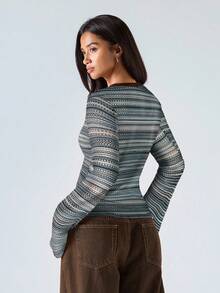 SHEIN EZwear Áo thun dài tay dáng rộng cho nữ, nhiều màu sắc. - Nhiều màu - Xem 2
