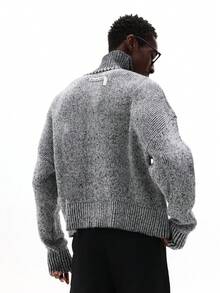 SUMWON 宽松版型混色高领粗针织套头毛衣，冬季舒适休闲针织衫