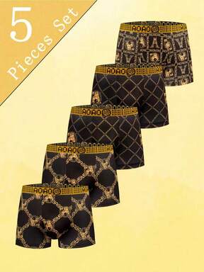 Velminro سراويل داخلية مطبوع عليها حروف للرجال ذات خصر مطاطي عادي