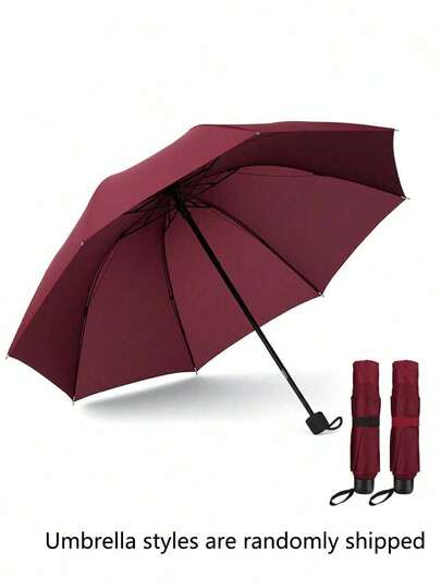 SHEIN 1 pezzo Ombrello manuale pieghevole, ombrello a 3 pieghe, tessuto ad alta densità, ombrello da viaggio monocromatico, 8 stecche, uso sia per sole che pioggia, protezione solare estiva, anti-vento e pioggia, impermeabile, semplice ombrello da lavoro, unisex, compatto e leggero