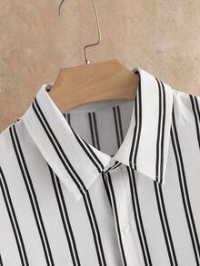 Manfinity NXTstreet Men's Casual Striped Print Button-Up Shirt - Multicolor - View 5