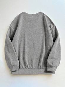 INAWLY Buntes Weihnachtslichter-Schleifen-besticktes, locker sitzendes, lässiges Oversize-Damen-Pullover-T-Shirt - Hellgrau - Übersicht 2