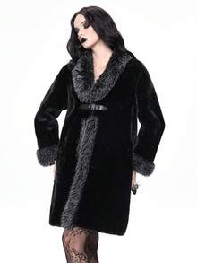 ROMWE Women's Autumn/Winter Long Sleeve Button Design Faux Fur Fashion Jacket