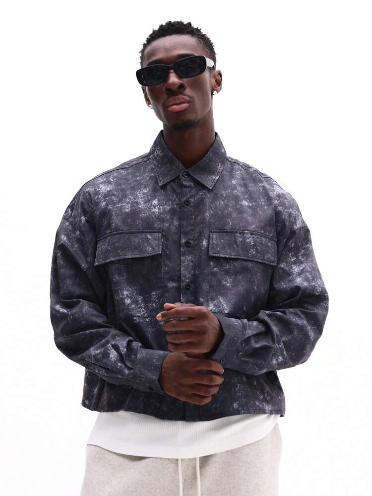 Button Down Shirt With Splattered Print