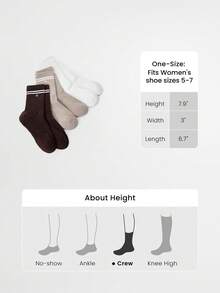 GLOWMODE 3 Pairs Cotton Vintage Striped Socks Soft Ventilated Mesh With Jacquard Logo Workout Daily Casual  Spring Summer - White + khaki + dark brown - View 5
