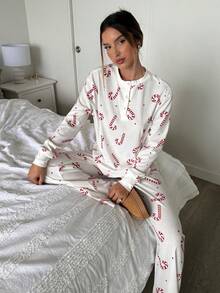 Aloruh 女士优雅休闲全印花圣诞图案圆领长袖 T 恤连衣裙，圣诞装 - 彩色 - 查看 7