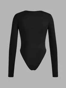 SHEIN Girlism Tween Girls' Slim Fit Casual Minimalist Comfortable Versatile Crew Neck Long Sleeve Jumpsuit, Multi-Pack - Navy Blue - View 8