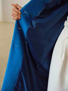 ZEYLAH Women's Long Wool Blend Poncho Coat, Autumn/Winter - Blue - View 10