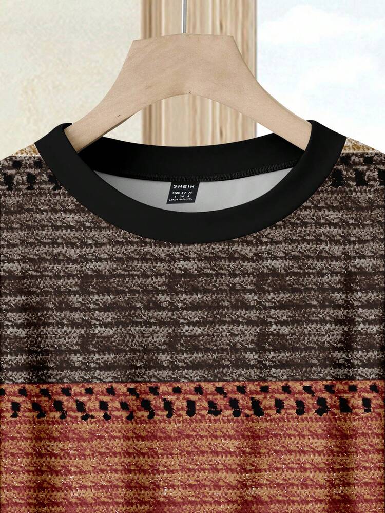 2pcs Women Casual Knit Set, Crew Neck Dropped Shoulder Long Sleeve, Comfortable And Versatile, Suitable For Winter Wear  3D Printing