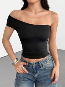 Tseoso Casual 95% Cotton Knitted Women's Summer Black Multi-Way Design Tight-Fitting Tops With 3 Wearing Styles; Versatile For Sports And Club; Suitable For All Seasons; Cute, Perfect For Summer & Autumn; Vintage Style With Soft Girl Aesthetic; Ideal For Home, Back To School, And Fall Women's Clothes