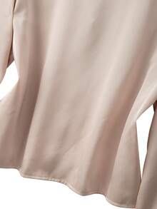 GlowEve CURVE Plus Size Women's Fashion Champagne Pleated Dress,Autumn Elegant Formal Textured Fabric,Collar Cuff Button Top And Skirt Set For Wedding Gala Party - Apricot - View 7