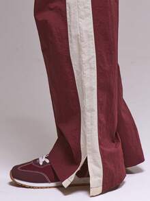 MUSERA Pantaloni jogging cu croi larg, cu panouri contrastante, iarnă, drăguți, casual, confortabili, lac de cireșe - Multicolor - Vizualizare 2