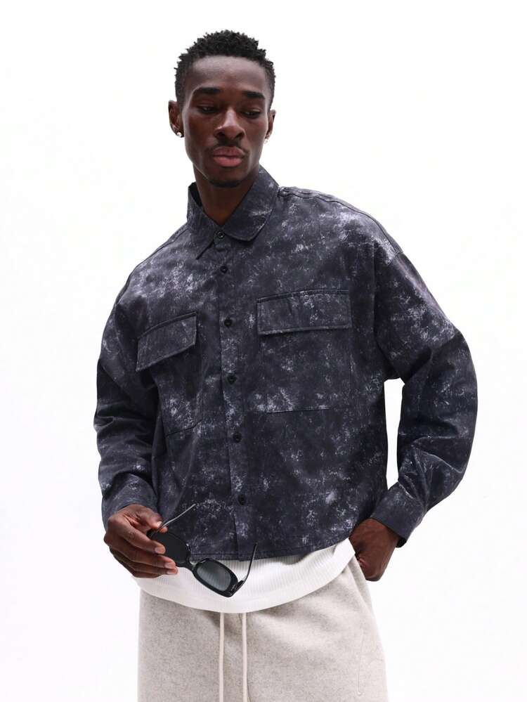 Button Down Shirt With Splattered Print