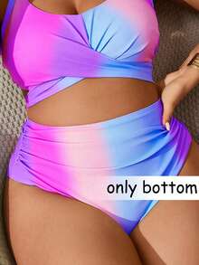 Swim Vcay Plus Size Women Ombre Print Casual Swim Bottoms For Summer Beach Vacation