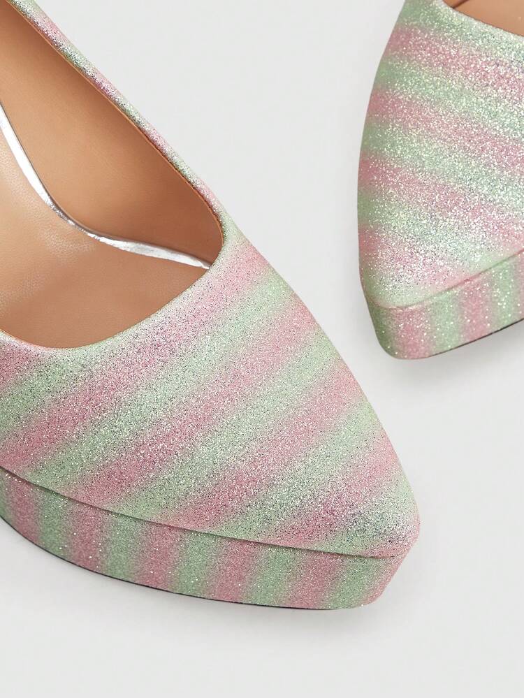 CUCCOO LuxiPop Women's Striped Platform High Heel Shoes, Suitable For Party Occasions For Christmas