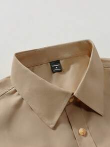 Manfinity Nomadique  Men's Western-Style Brown Loose-Fit Floral Heat-Transfer Long-Sleeve Shirt - Suitable For Halloween, Fall Casual Outings & Western-Themed Events, Also A Thoughtful Gift For Husbands/Boyfriends. - Khaki - View 3