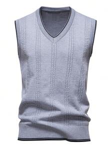 Manfinity Mode Men's Spring/Autumn Knitted Jacquard Sweater Vest, Winter - Grey - View 3