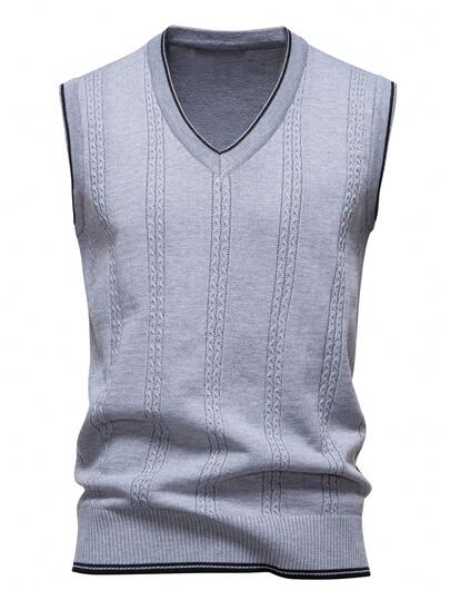 Manfinity Mode Men's Spring/Summer/Autumn Knitted Jacquard Sweater Vest, Holiday