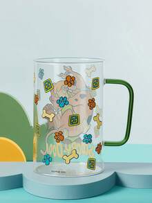 SCOOBY-DOO X SHEIN 1Pc 27.1oz/800ml Cute Cartoon Pattern Printed Borosilicate Glass Mug, Cold And Heat Resistant, Suitable For Milk, Juice, Coffee, Etc., Spotted Dog,Gift Ideas - Clear - View 6