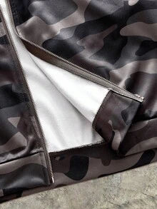 AXEPEAK 男士休闲迷彩印花连帽卫衣，秋季款 - 軍綠色 - 查看 5