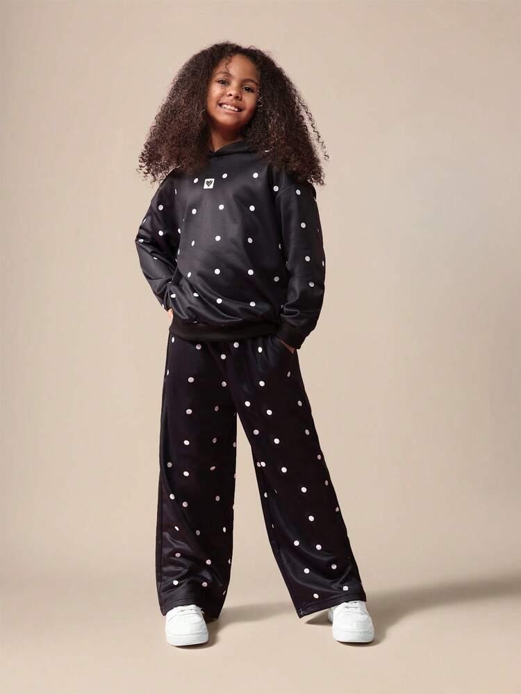 Polka Dot Hoodie And Sweatpants Set