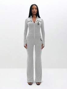 BABYPHAT Script Logo Pull On Flare Leggings With Wide Leg Bootcut Fit For Casual Comfort - Grey - View 7