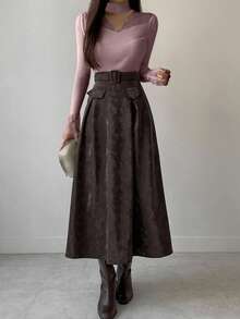 DAZY Women's Contrast Lace Hollow Out Fitted Long Sleeve Sweater, White, Spring/Autumn - Dusty Purple - View 4