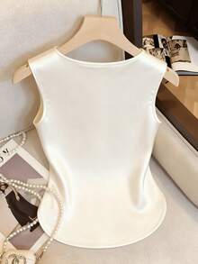 Franclia 极简通勤方领开衫休闲上衣 S 码 女士真丝上衣 女士上衣 优雅女士上衣 - 白色 - 查看 2