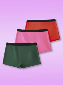 Teen Girl 3pcs Soft, Breathable And Comfortable Underwear, Christmas - Multicolor - View 2