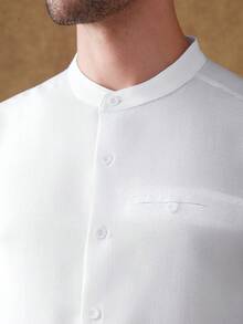 Core Aspect 男士休闲商务畅销修身亚麻梭织蓝白长袖基础款衬衫，适合休闲、商务、通勤等场合，可单穿或作为内搭，送给男友/丈夫的礼物，周年纪念礼物。男士休闲衬衫，男士纹理衬衫，男士长袖衬衫，条纹男士休闲衬衫，浅蓝色男士衬衫 - 白色 - 查看 7