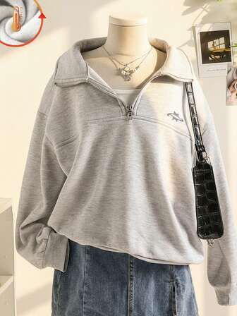 Sudadera holgada de caída de hombros informal para niñas preadolescentes, otoño/invierno