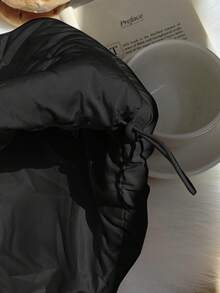 Comfortcana Plus Size Casual Stand Collar Black Padded Vest Winter Fall Autumn , Puffer Vest - Black - View 6