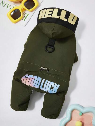 PETSIN 柔软加厚宠物连体衣 – 可爱的四脚抓绒睡衣，适合小型犬猫，秋冬季舒适玩耍和放松的服装