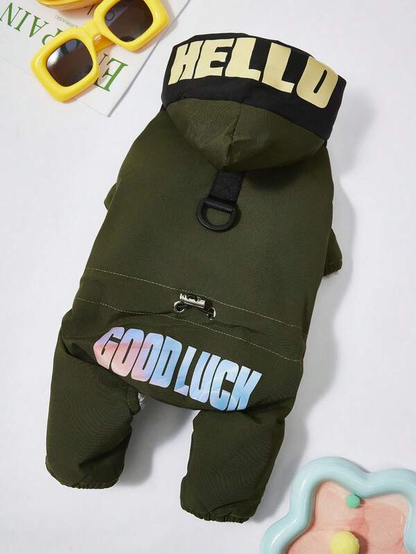 PETSIN Cuddly Thick Pet Jumpsuit – Cute Four-Legged Fleece Pajamas For Small Dogs & Cats, Cozy Autumn/Winter Outfit For Play And Relaxation