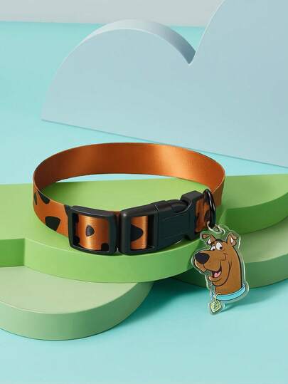 SCOOBY-DOO X SHEIN 1 Piece Cartoon Print Adjustable Pet Collar With Leash Hook, Adjustable Collar Length.  Suitable For Pets Of All Sizes, Suitable For Cats, Suitable For Dogs, Adventure, Travel