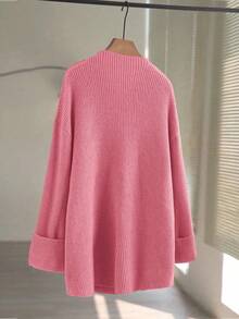 GlowEve New Stylish Cardigan For Women, European And American Chic Versatile Minimalist Fashion Knit Top - Hot Pink - View 2