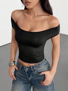 Tseoso Casual 95% Cotton Knitted Women's Summer Black Multi-Way Design Tight-Fitting Tops With 3 Wearing Styles; Versatile For Sports And Club; Suitable For All Seasons; Cute, Perfect For Summer & Autumn; Vintage Style With Soft Girl Aesthetic; Ideal For Home, Back To School, And Fall Women's Clothes