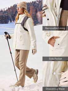 OutZeal Women 2‑In‑1 Waterproof Jacket Warm Thermal Lined Drawstring Waist Zip Pocket Outdoor Shell Jacket Hiking Camping Fall Winter
