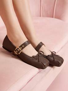 CUCCOO DOLLMOD Bailarinas elegantes con correa, zapatos planos estilo Mary Jane para mujeres - Marrón Mocha - Ver 9