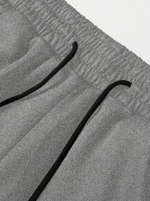 Manfinity Homme Pantalones de chándal casuales de unicolor con cordón en la cintura para hombres - Gris Claro - Ver 7